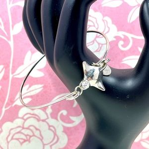 Vintage Y2K Sting Ray Dainty Bangle Bracelet with CZ Stones